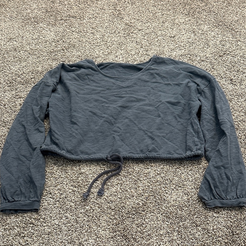 American Eagle Outfitters Charcoal Long Sleeve Crop Hoodie